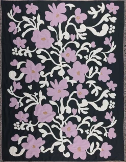 Pentik Ruusumalva torkkupeitto jacquard 130x170 cm tummanharmaa
