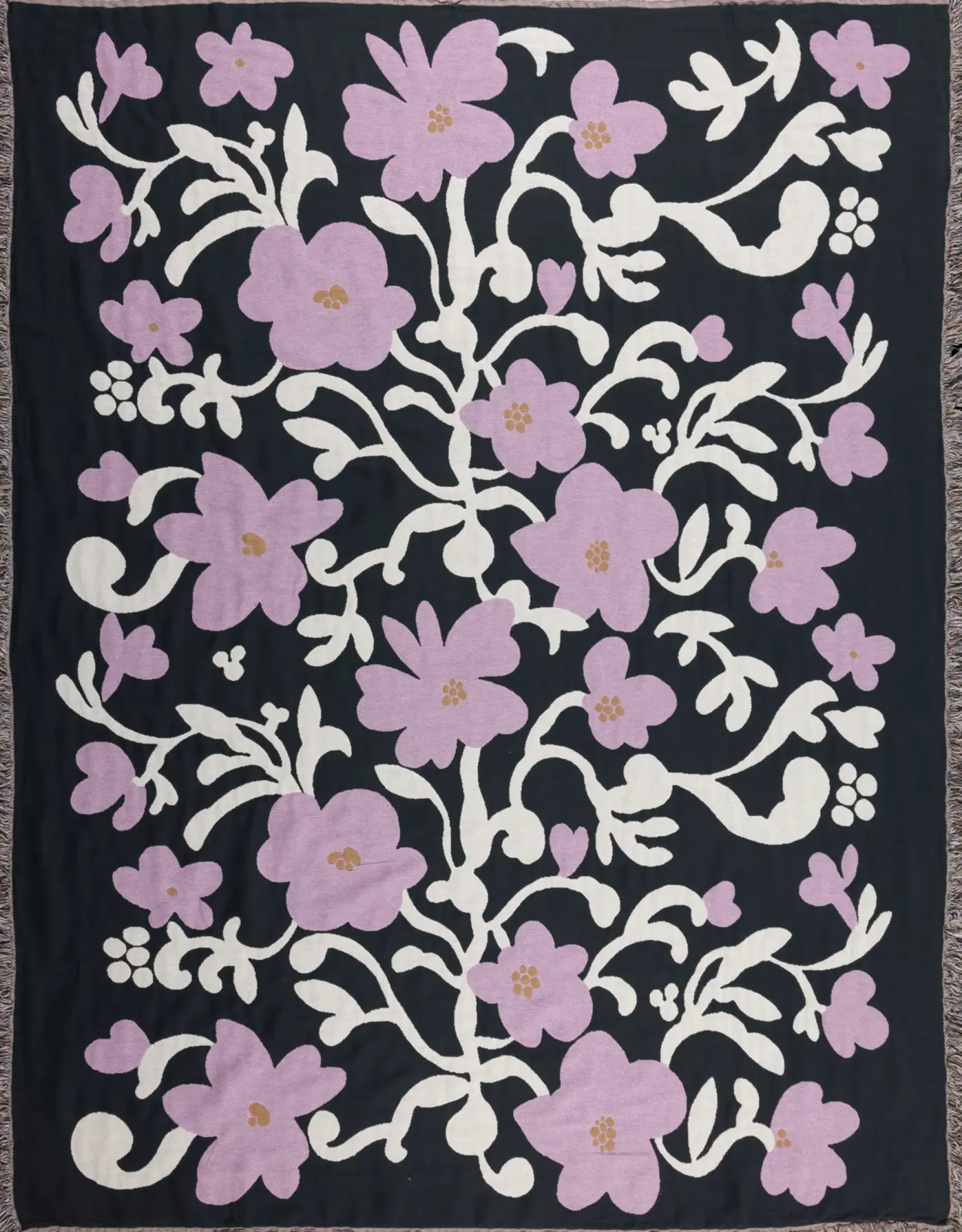 Pentik Ruusumalva torkkupeitto jacquard 130x170 cm tummanharmaa