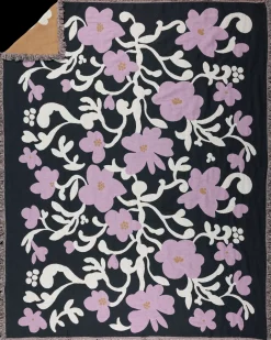 Pentik Ruusumalva torkkupeitto jacquard 130x170 cm tummanharmaa
