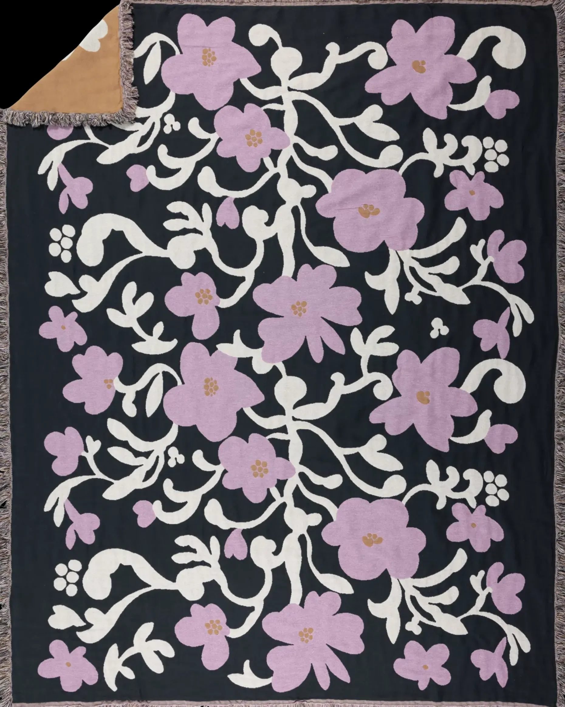 Pentik Ruusumalva torkkupeitto jacquard 130x170 cm tummanharmaa