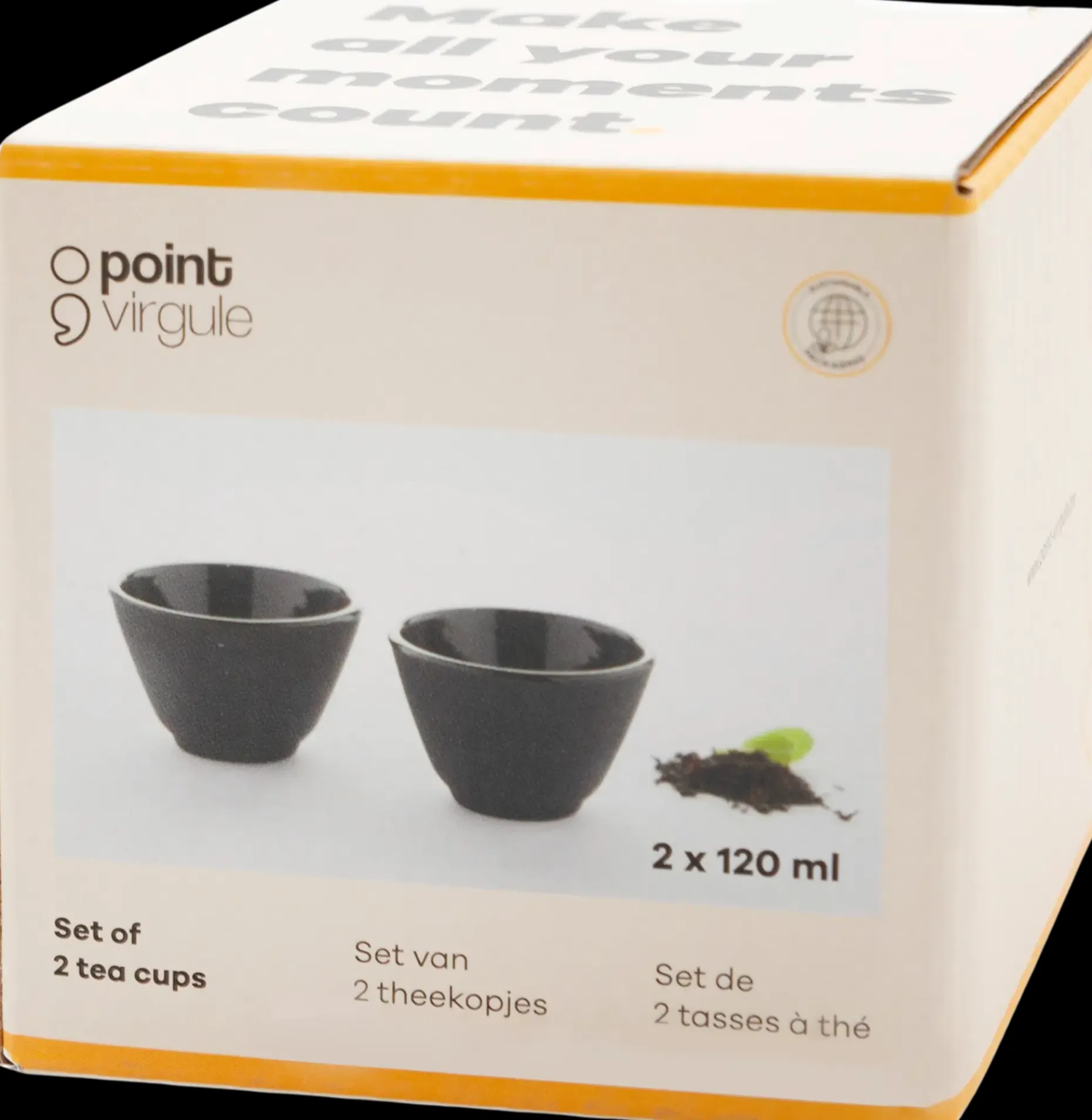 Point Virgule teekupit 2 kpl 120 ml valurauta musta