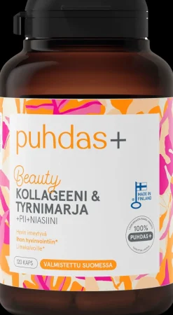 Puhdas+ Kollageeni & tyrnimarja +Pii +Niasiini 120 kaps