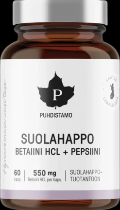 Puhdistamo Betaine HCL -suolahappo 60 kapselia