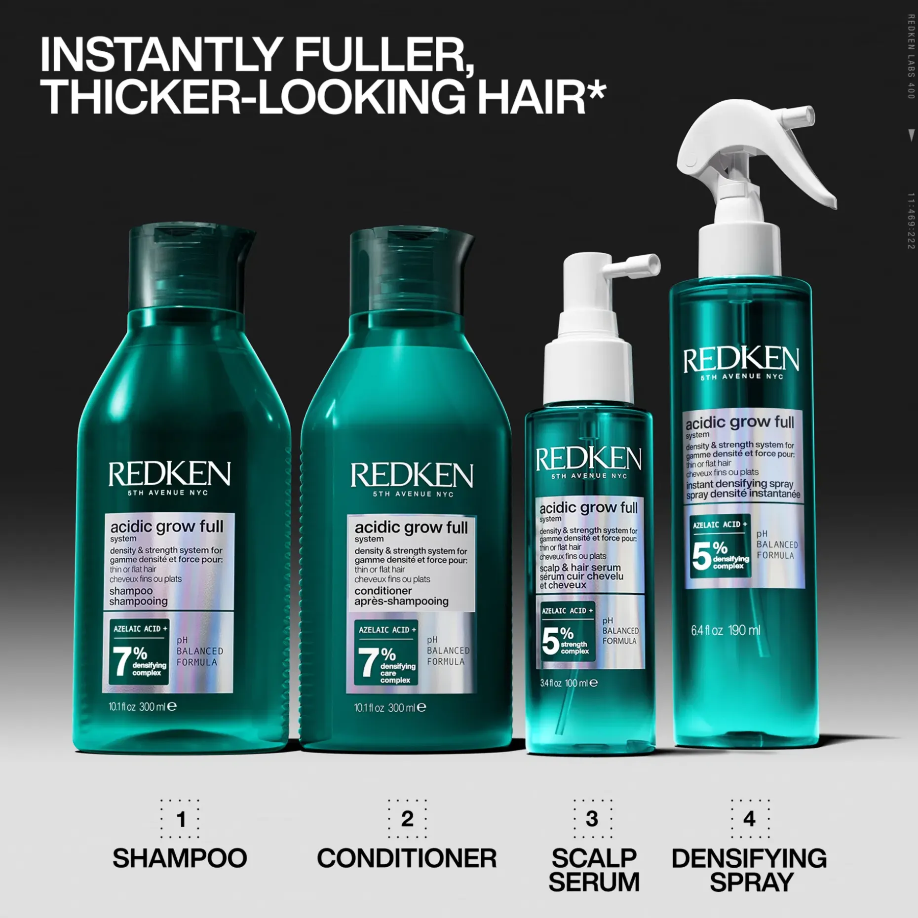 Redken Acidic Grow Full System tuuheuttava hoitoaine oheneville tai latteille hiuksille. Antaa täyteläisyyden tunnetta tyvelle.