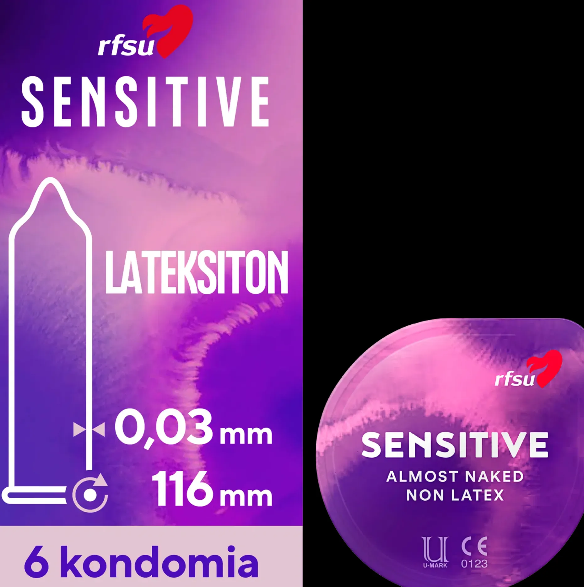 RFSU So Sensitive 6kpl superohut kehon lämpöä välittävä lateksiton kondomi