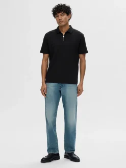 SELECTED HOMME Slhfave zip ss polo pikee