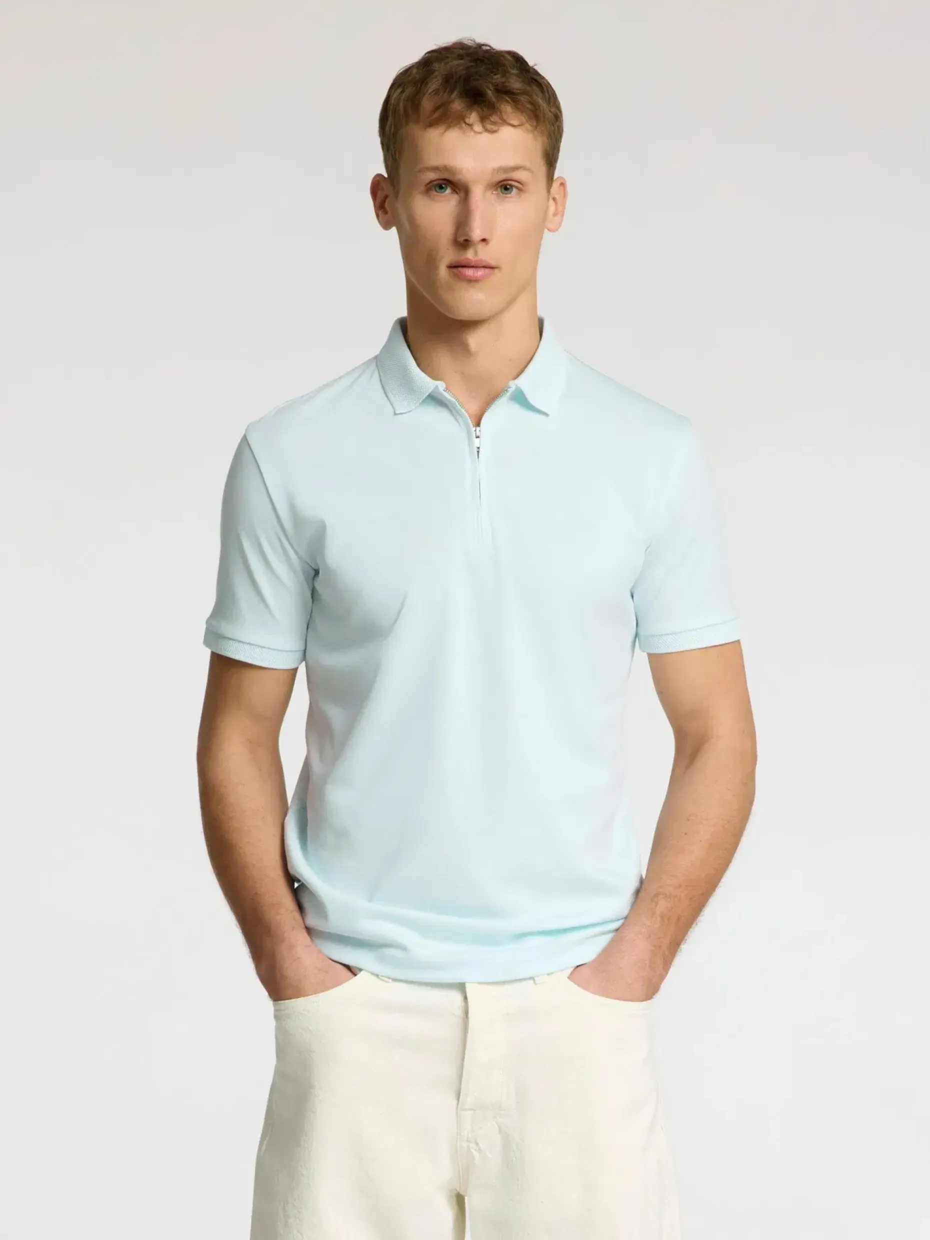 SELECTED HOMME Slhfave zip ss polo pikee