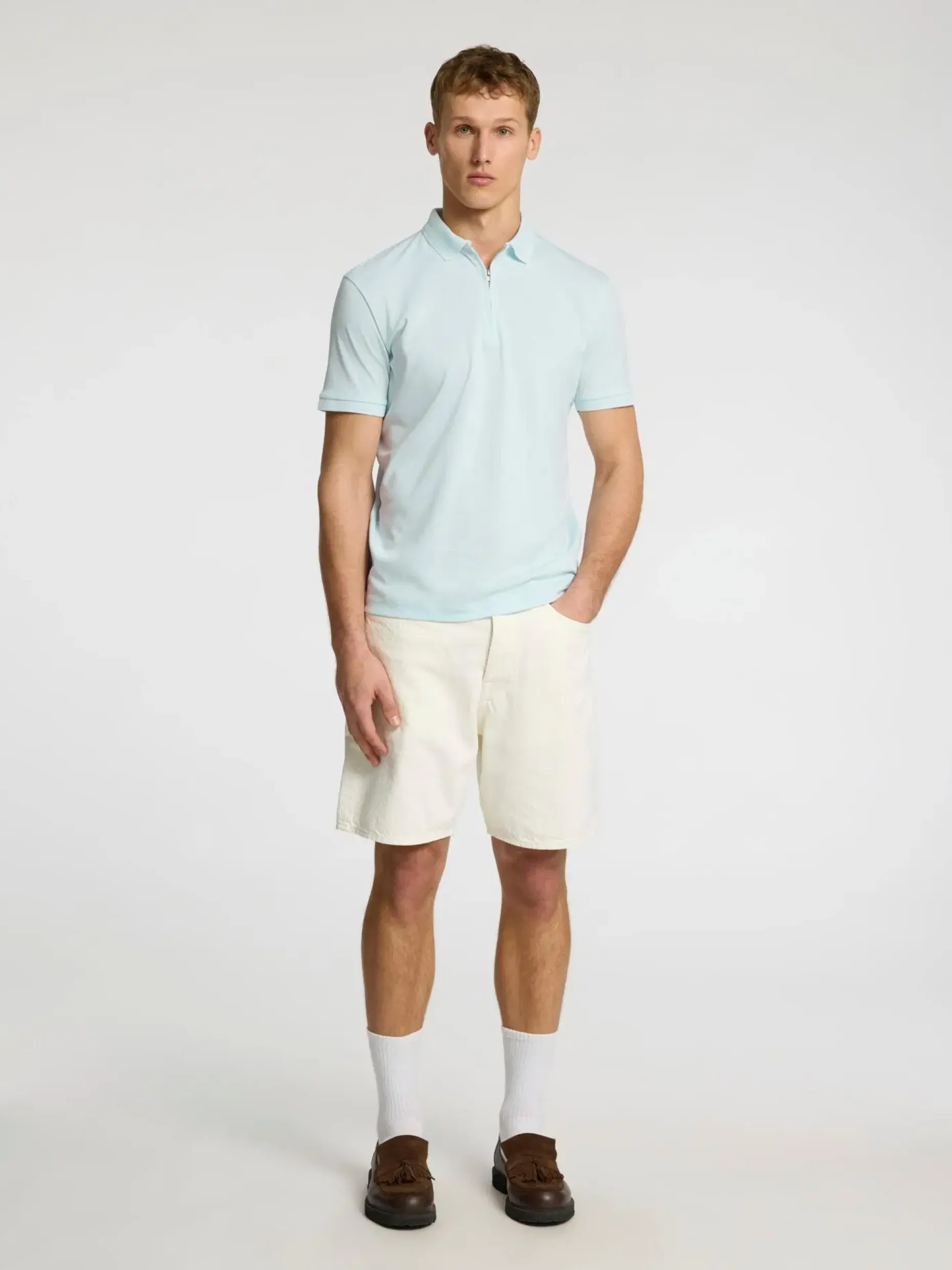 SELECTED HOMME Slhfave zip ss polo pikee