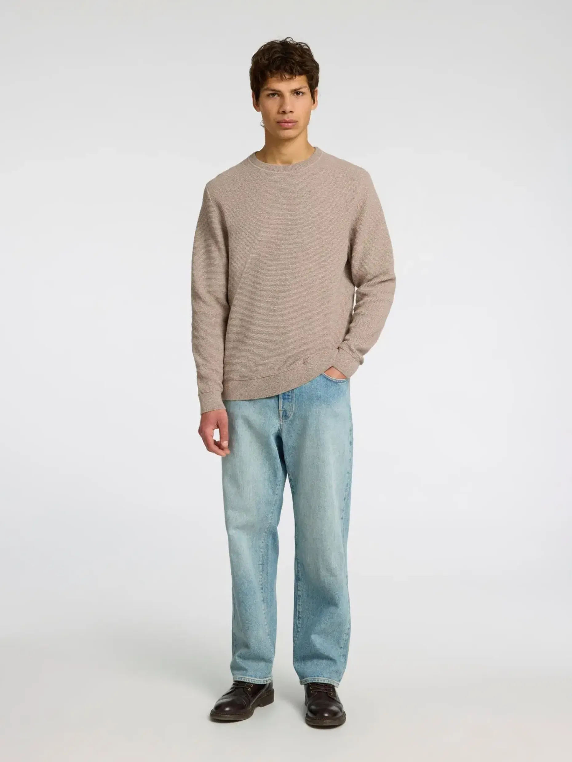 Selected Slhross ls knit structure crew neule