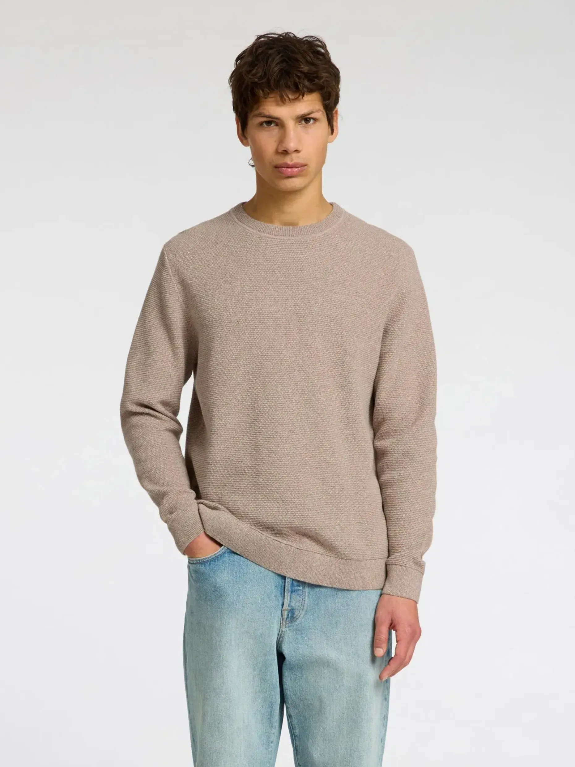 Selected Slhross ls knit structure crew neule