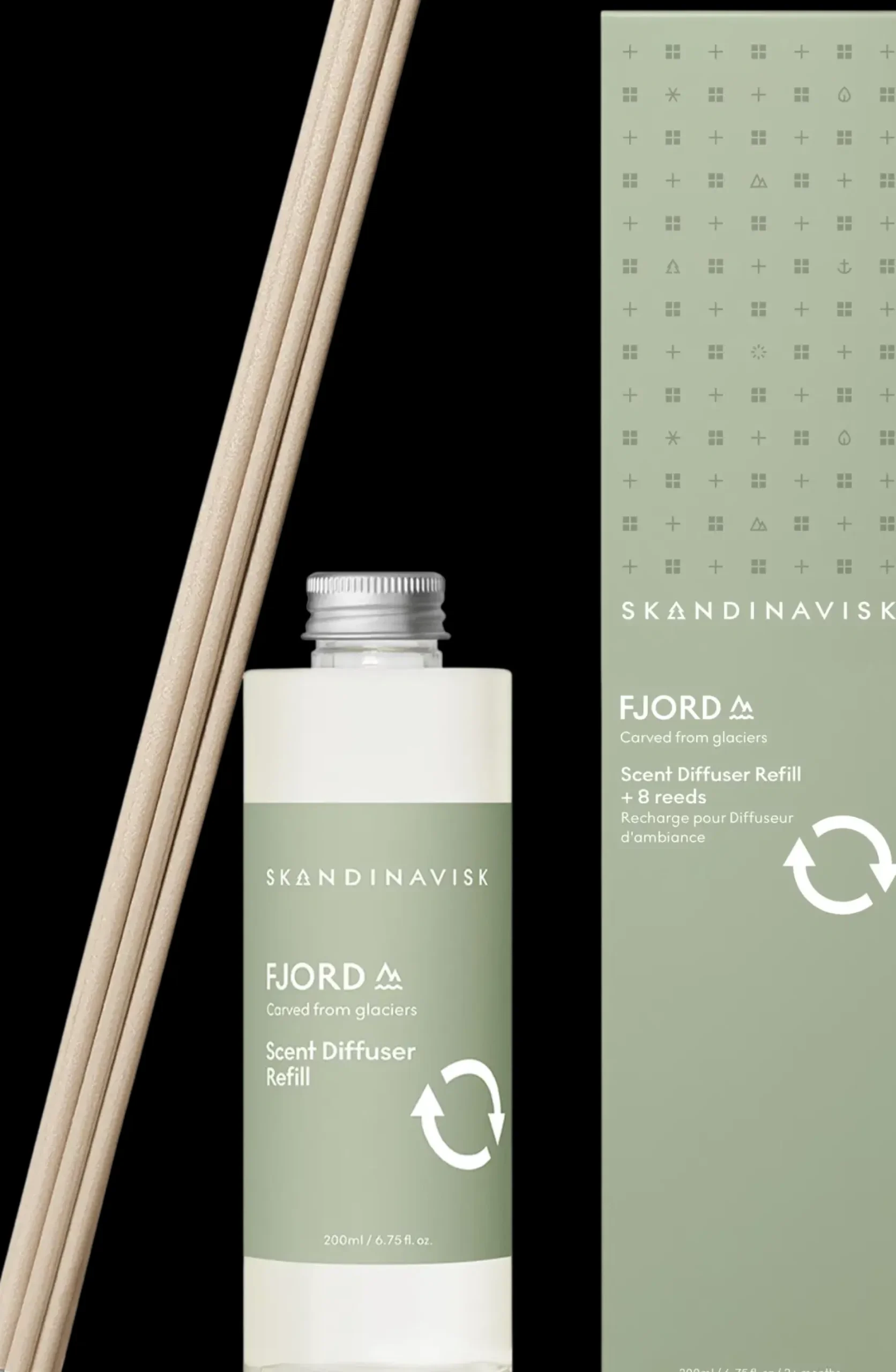 Skandinavisk Fjord huonetuoksu täyttöpullo 200ml +tikut