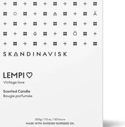 Skandinavisk LEMPI Tuoksukynttilä puukannella 200g, valkoinen