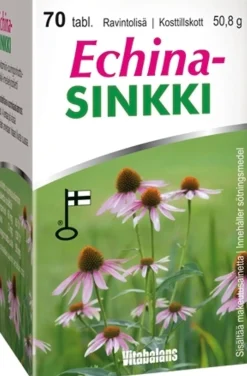 Suomi Echinasinkki 70 tabl., C-vitamiini-auringonhattu-sinkki-imeskelytabletti, Vitabalans