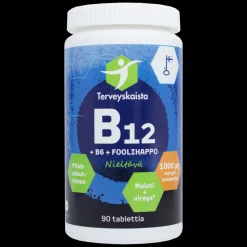 Terveyskaista B12+B6+Foolihappo 90 tabl. PITKÄVAIKUTTEINEN