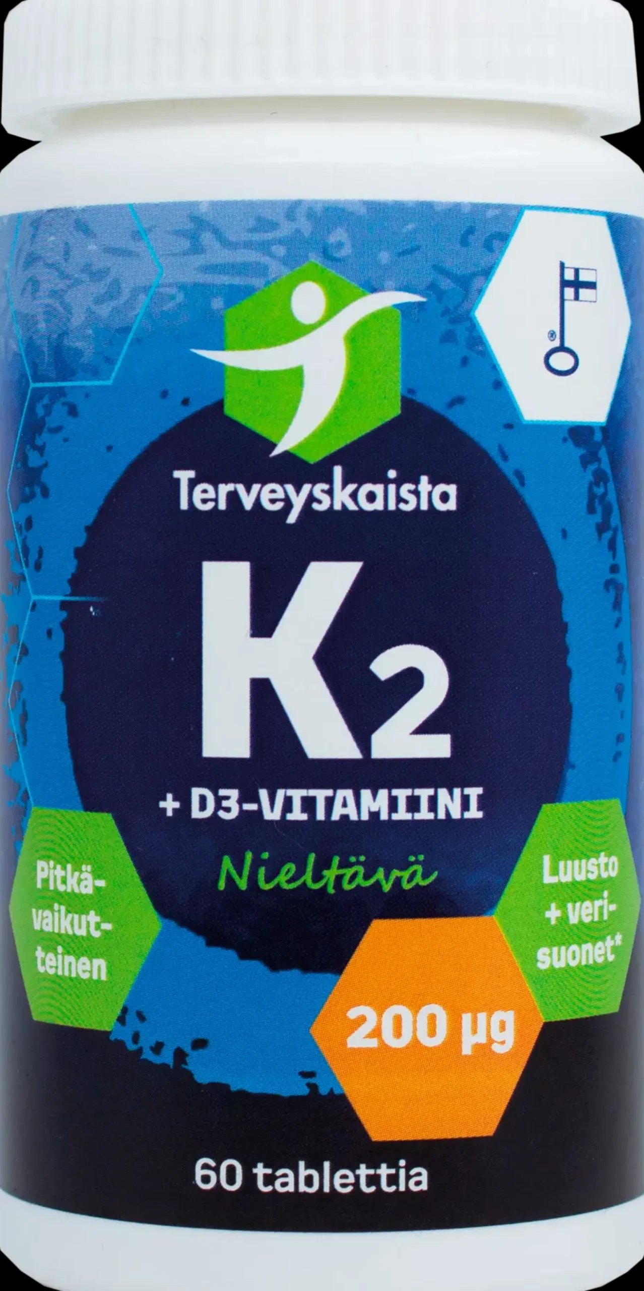 Terveyskaista K2+D3 60 tabl. PITKÄVAIKUTTEINEN