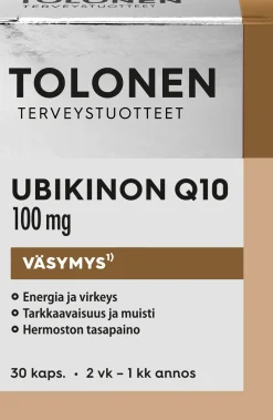 Tolonen Ubikinon Q10 100mg +B-vitamiinit 30kaps
