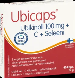 Ubicaps Ubikinoli 100 mg + C + Seleeni Ubikinoli - C-vitamiini - seleenikapseli 40 kaps