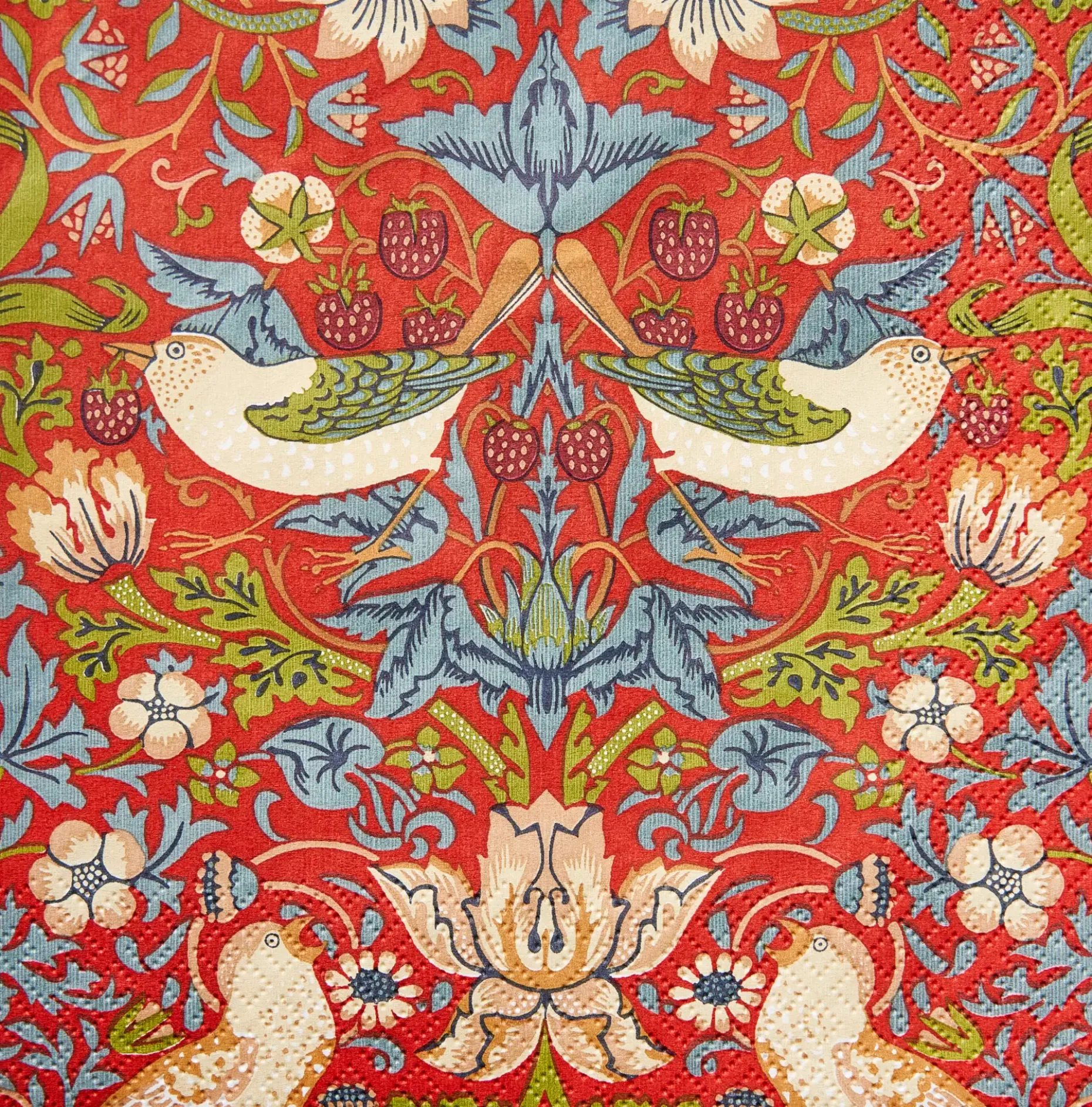 William Morris Strawberry Thief punainen lautasliina 20kpl/33cm